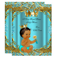 Ethnic Baby Shower Prince Gold Teal Aqua Card