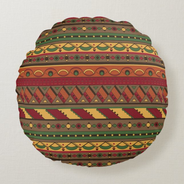 Ethnic background round pillow (Front)