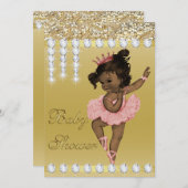 Ethnic Ballerina Gold Faux Diamonds Baby Shower Invitation (Front/Back)