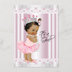 Ethnic Ballerina Pearl and Lace Tutu Baby Shower Invitation