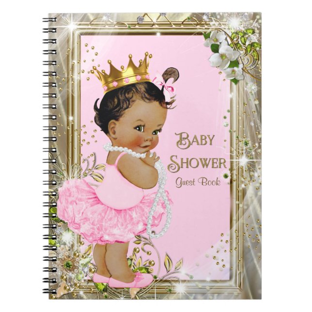 Ethnic Ballerina Princess Baby Shower Guest Book (Front)