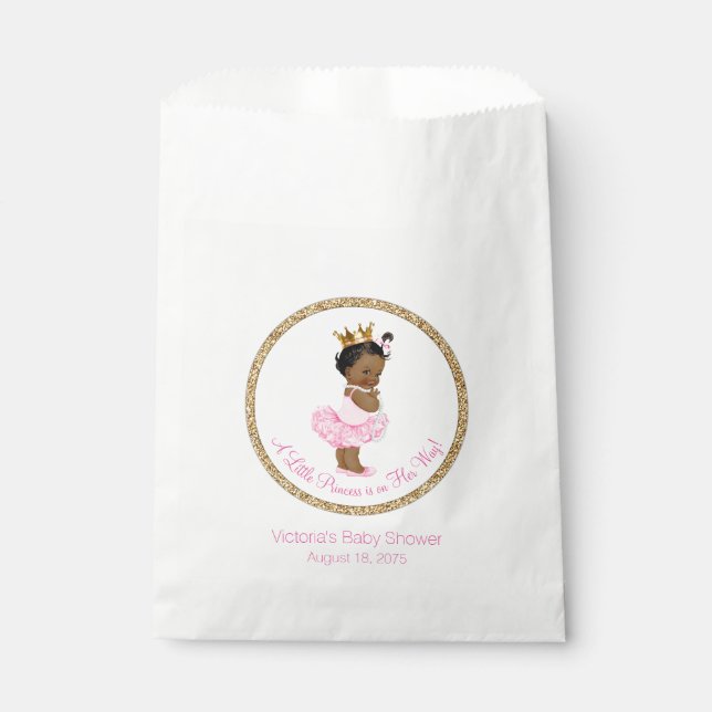 Ethnic Ballerina Princess Girl Baby Shower Favor Bag (Front)