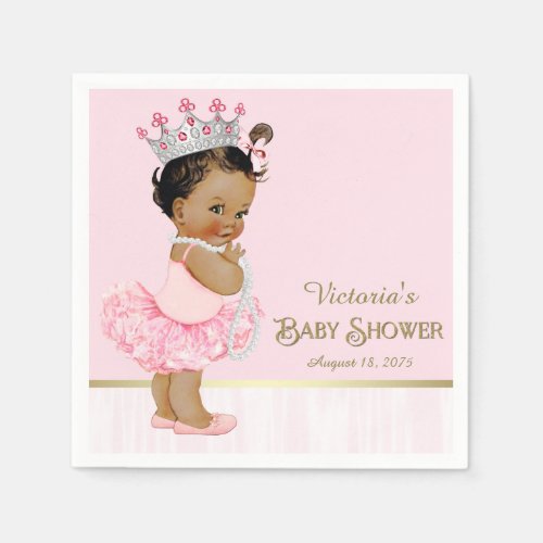 Ethnic Ballerina Princess Pink Gold Baby Shower Napkins