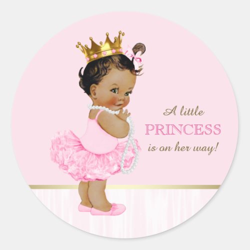Ethnic Ballerina Princess Tutu Baby Shower Classic Round Sticker