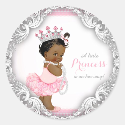 Ethnic Ballerina Princess Tutu Girl Baby Shower Classic Round Sticker