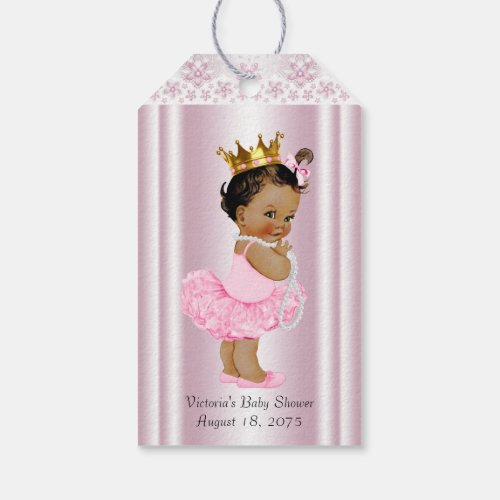 Ethnic Ballerina Tutu Pearl and Lace Baby Shower Gift Tags