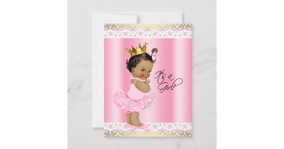 Ethnic Ballerina Tutu Pearl Baby Girl Shower Invitation | Zazzle