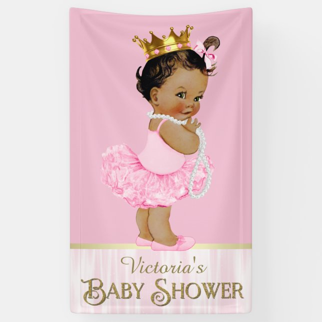Ethnic Ballerina Tutu Pearl Baby Shower Banner (Vertical)