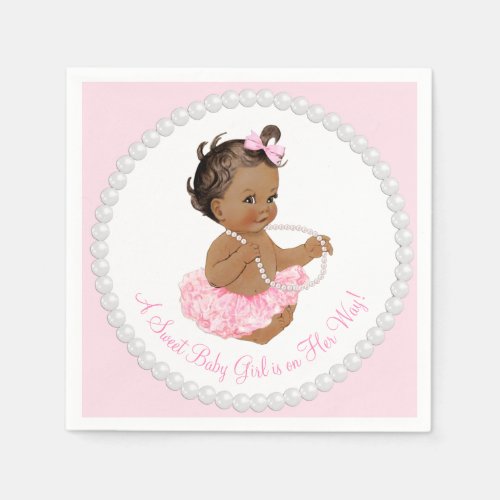 Ethnic Ballerina Tutu Pearl Baby Shower Napkins