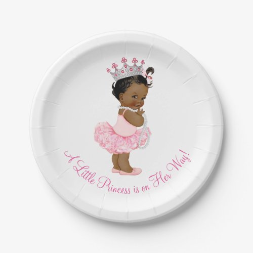 Ethnic Ballerina Tutu Pearls Princess Baby Shower Paper Plates