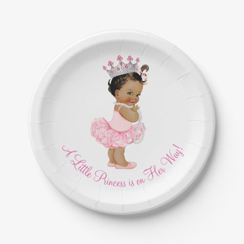 Ethnic Ballerina Tutu Pearls Princess Baby Shower Paper Plates