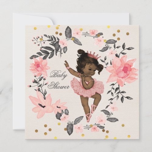 Ethnic Ballerina Wreath Confetti Baby Shower Invitation
