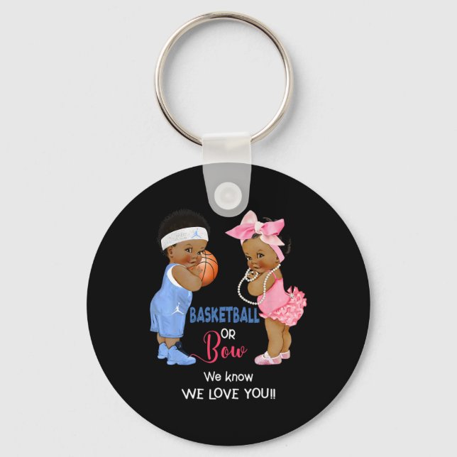 Ethnic Basketball or Bow We Know We Love You  Keychain (Front)
