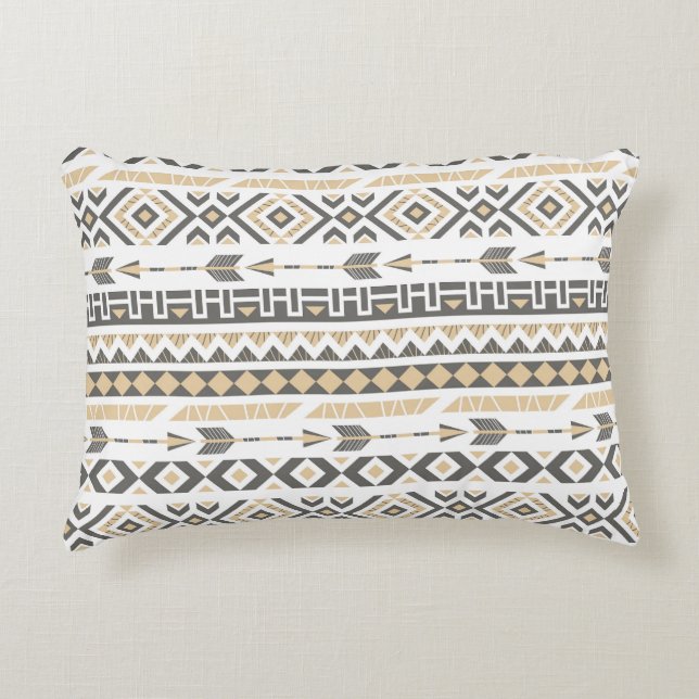 Ethnic Beige Seamless: Vintage Pattern Accent Pillow (Front)