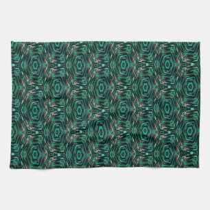 Ethnic, black and turquoise . kitchen towel