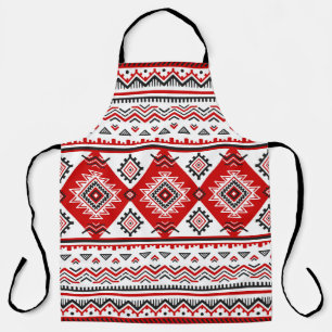 Ethnic black white red, Ukrainian motifs. Apron
