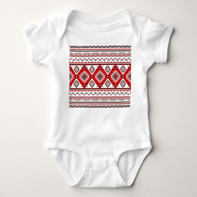Ethnic black white red, Ukrainian motifs. Baby Bodysuit (Front)