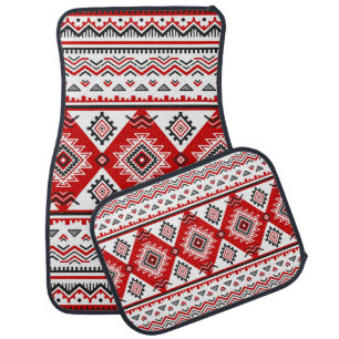 Ethnic black white red, Ukrainian motifs. Car Floor Mat