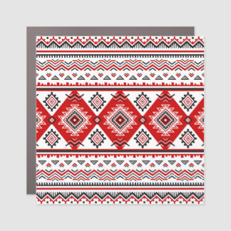 Ethnic black white red, Ukrainian motifs. Car Magnet