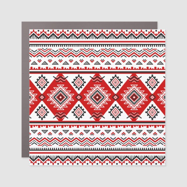 Ethnic black white red, Ukrainian motifs. Car Magnet (Front)