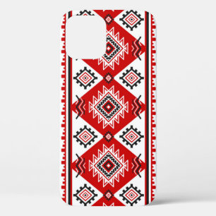 Ethnic black white red, Ukrainian motifs. iPhone 12 Case