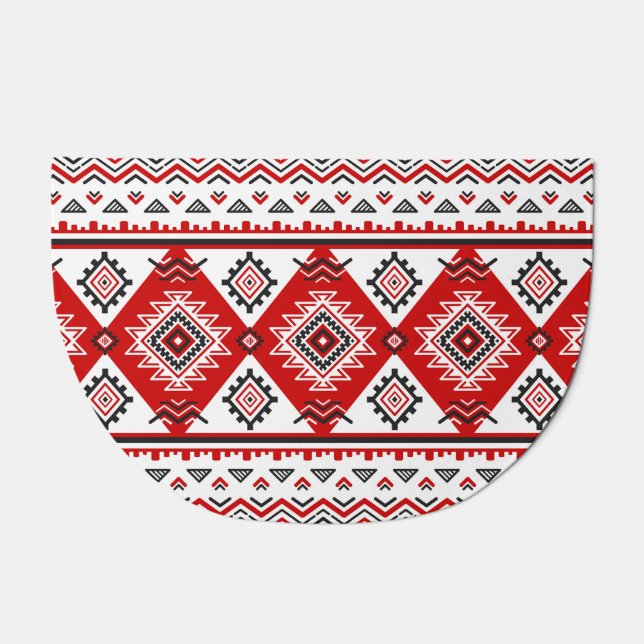 Ethnic black white red, Ukrainian motifs. Doormat (Front)