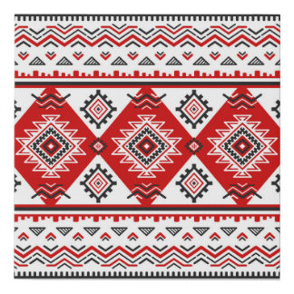 Ethnic black white red, Ukrainian motifs. Faux Canvas Print