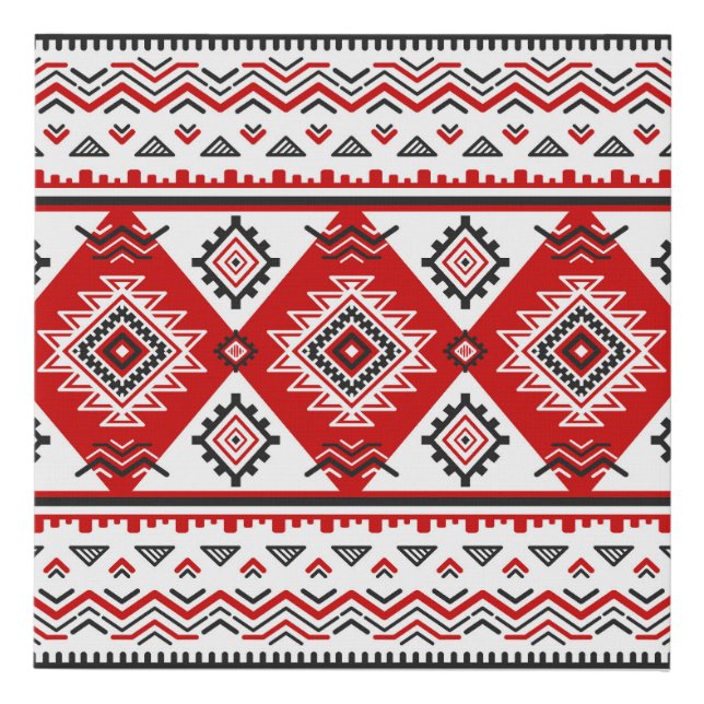 Ethnic black white red, Ukrainian motifs. Faux Canvas Print (Front)