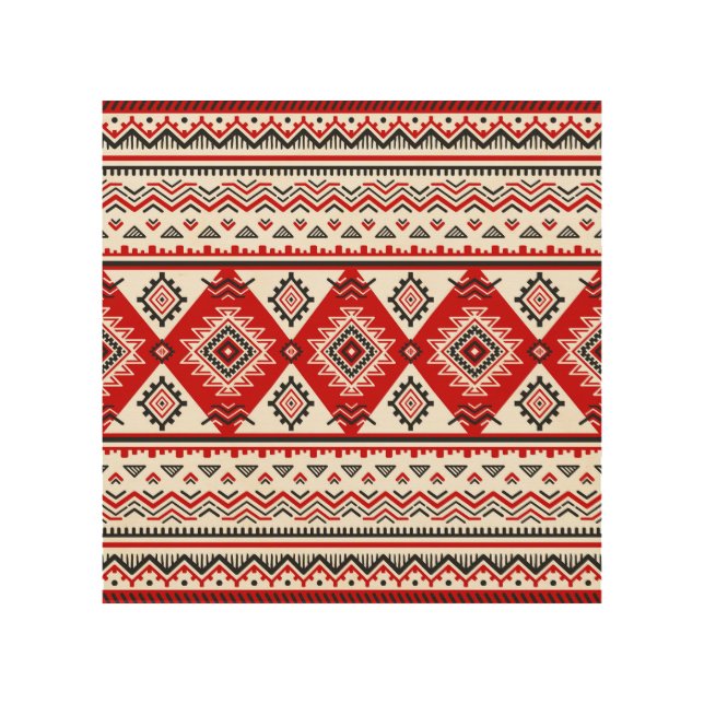 Ethnic black white red, Ukrainian motifs. Wood Wall Art (Front)