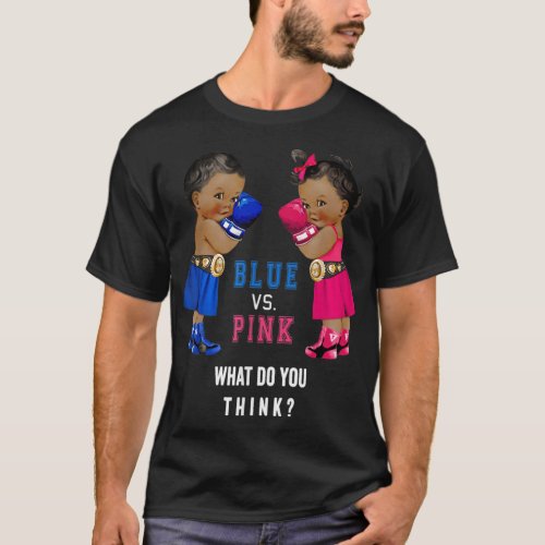 Ethnic Blue vs Pink Boxing Babies Gender Reveal T_ T_Shirt