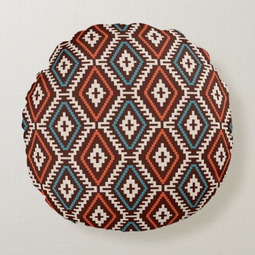 Ethnic Bohemian Fashionable Seamless Ornament Round Pillow