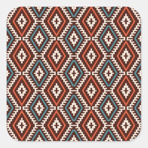 Ethnic Bohemian Fashionable Seamless Ornament Square Sticker