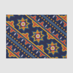 Ethnic Bohemian Orange Star Navy Decoupage Tissue Paper