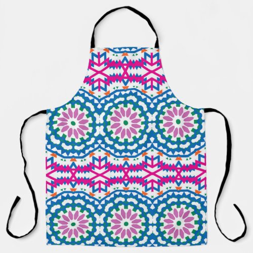 Ethnic Bohemian Pattern with Flowers Apron