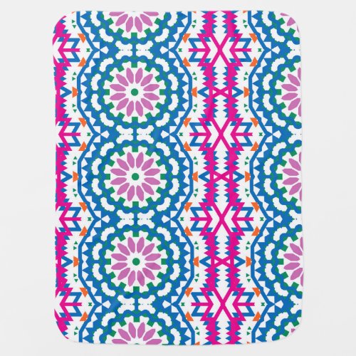 Ethnic Bohemian Pattern with Flowers Baby Blanket