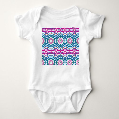 Ethnic Bohemian Pattern with Flowers Baby Bodysuit