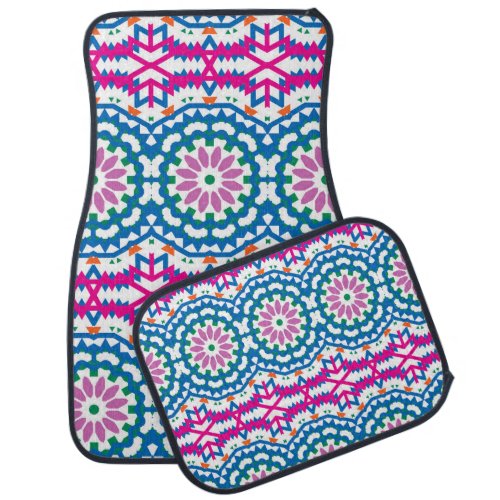 Ethnic Bohemian Pattern with Flowers Car Floor Mat