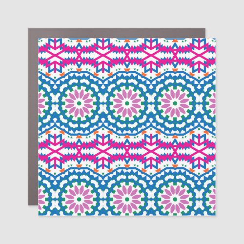 Ethnic Bohemian Pattern with Flowers Car Magnet