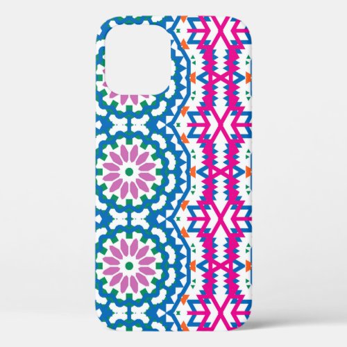 Ethnic Bohemian Pattern with Flowers iPhone 12 Case