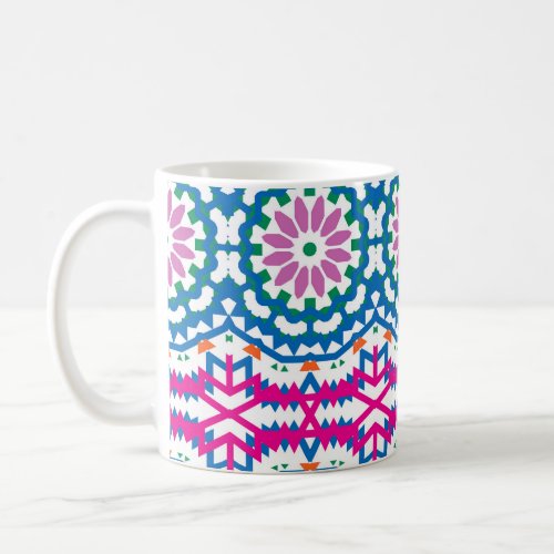 Ethnic Bohemian Pattern with Flowers Coffee Mug