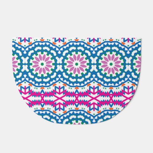 Ethnic Bohemian Pattern with Flowers Doormat