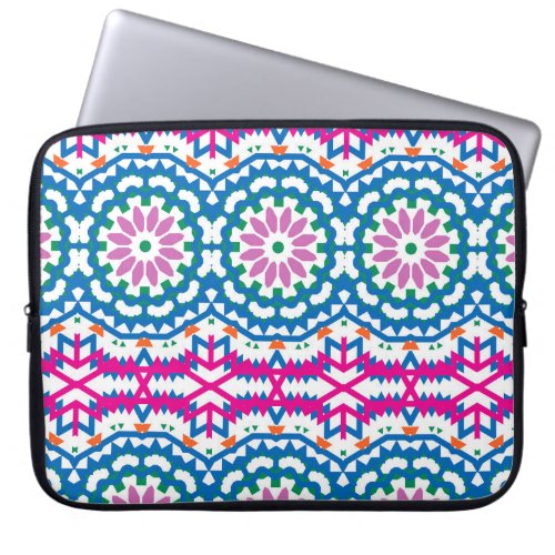 Ethnic Bohemian Pattern with Flowers Laptop Sleeve