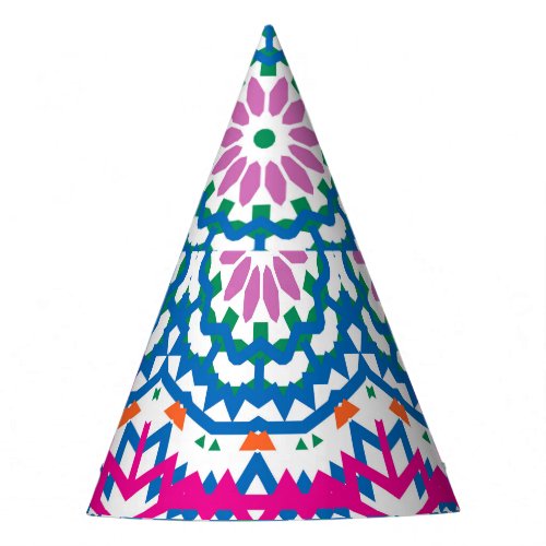 Ethnic Bohemian Pattern with Flowers Party Hat
