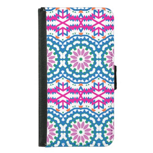 Ethnic Bohemian Pattern with Flowers Samsung Galaxy S5 Wallet Case