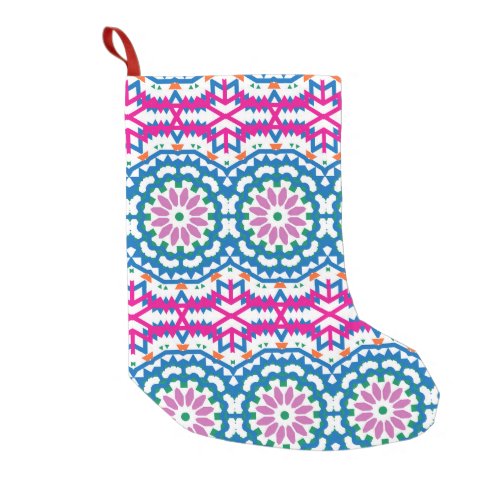 Ethnic Bohemian Pattern with Flowers Small Christmas Stocking