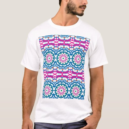 Ethnic Bohemian Pattern with Flowers T_Shirt