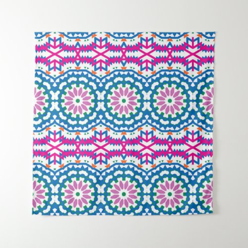 Ethnic Bohemian Pattern with Flowers Tapestry