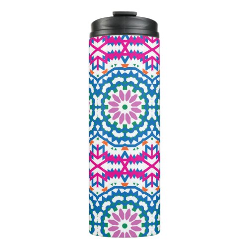 Ethnic Bohemian Pattern with Flowers Thermal Tumbler