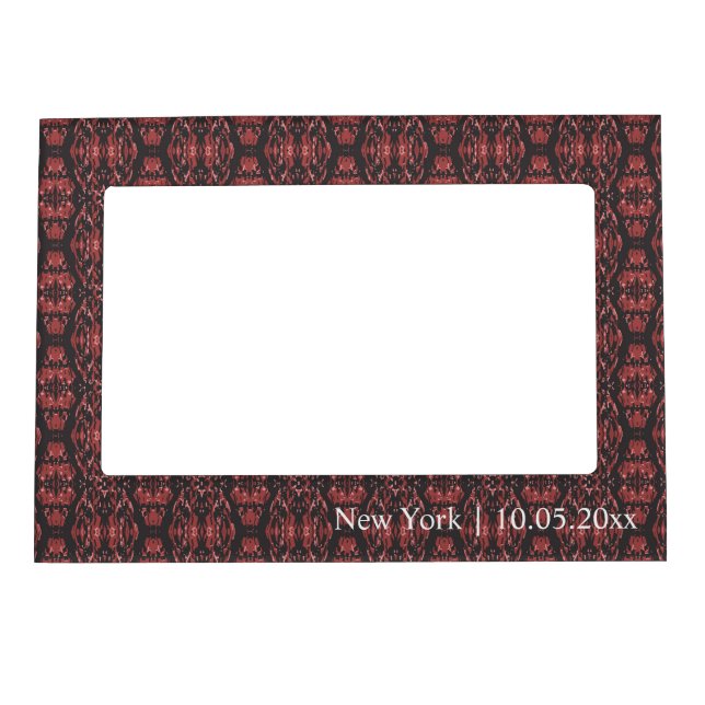 Ethnic Boho Antique Pattern Brown Pink Red Magnetic Frame (Front)