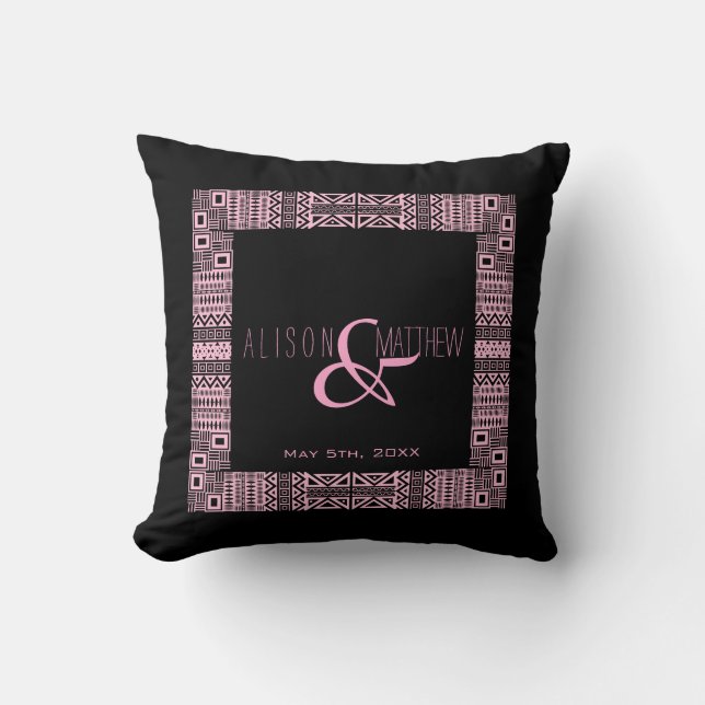 Ethnic Boho-chic Personalized Wedding Pillow 3 (Front)